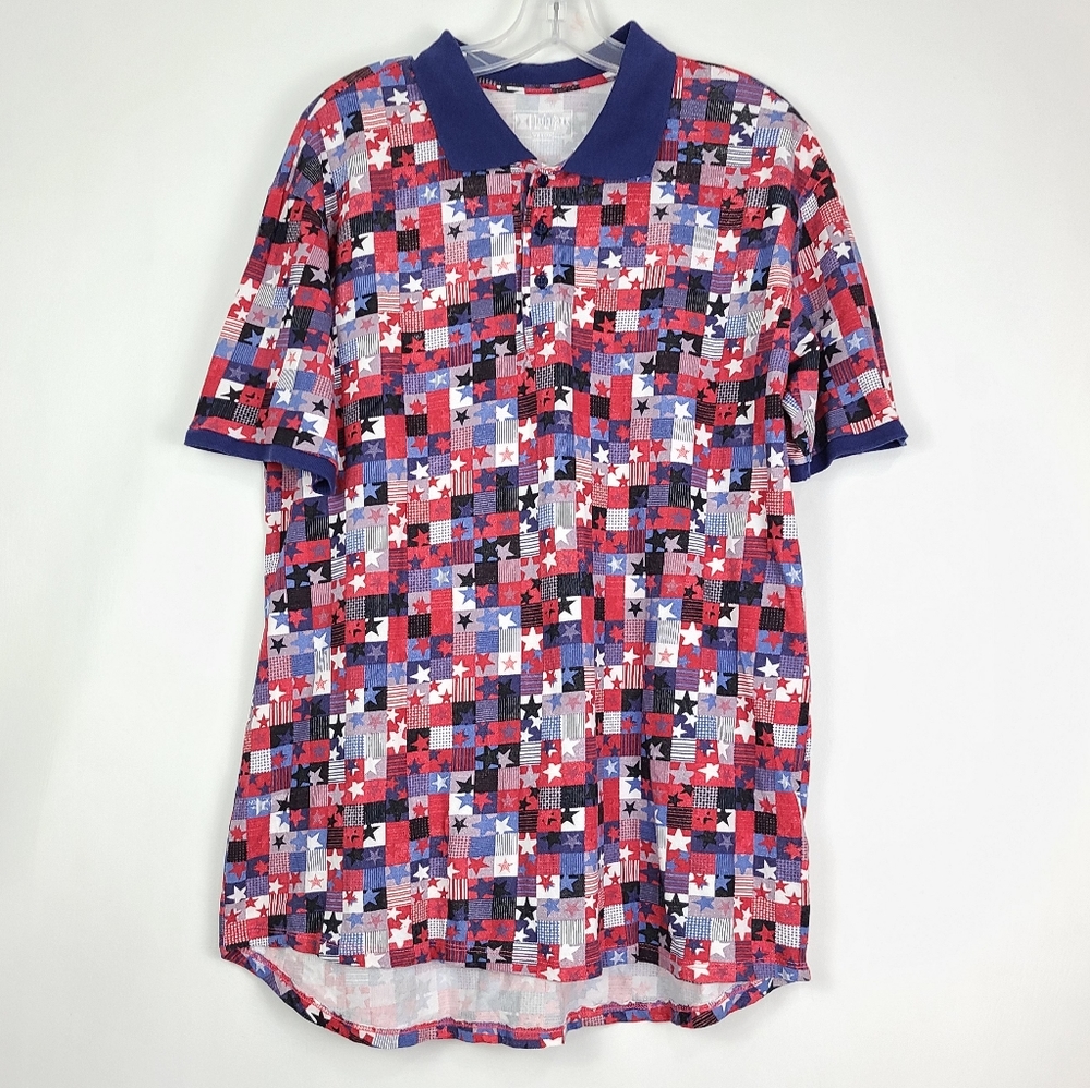 LuLaRoe Mena Patriotic Bud Polo Medium